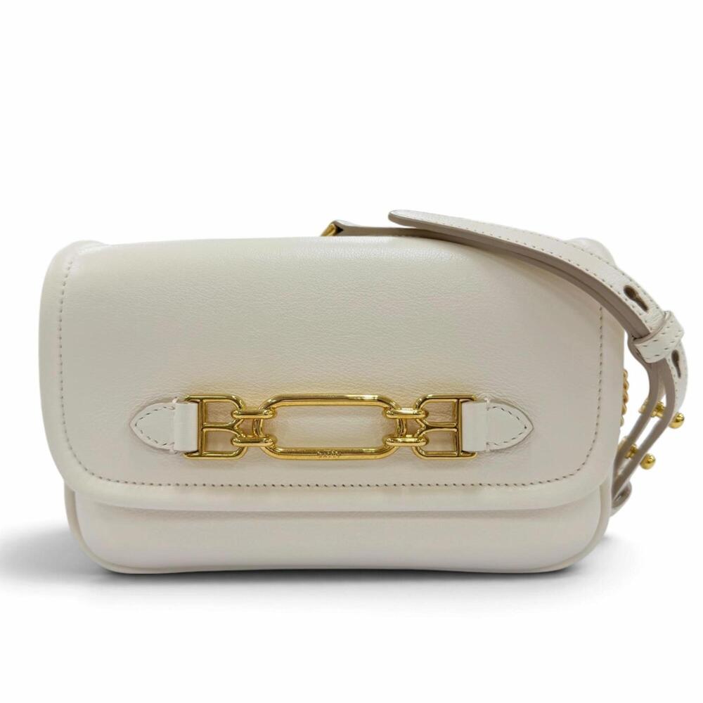 BALLY 6239066 VIVA XS 03 Logo Hardware Leather Chain Shoulder Bag Ivory Women...